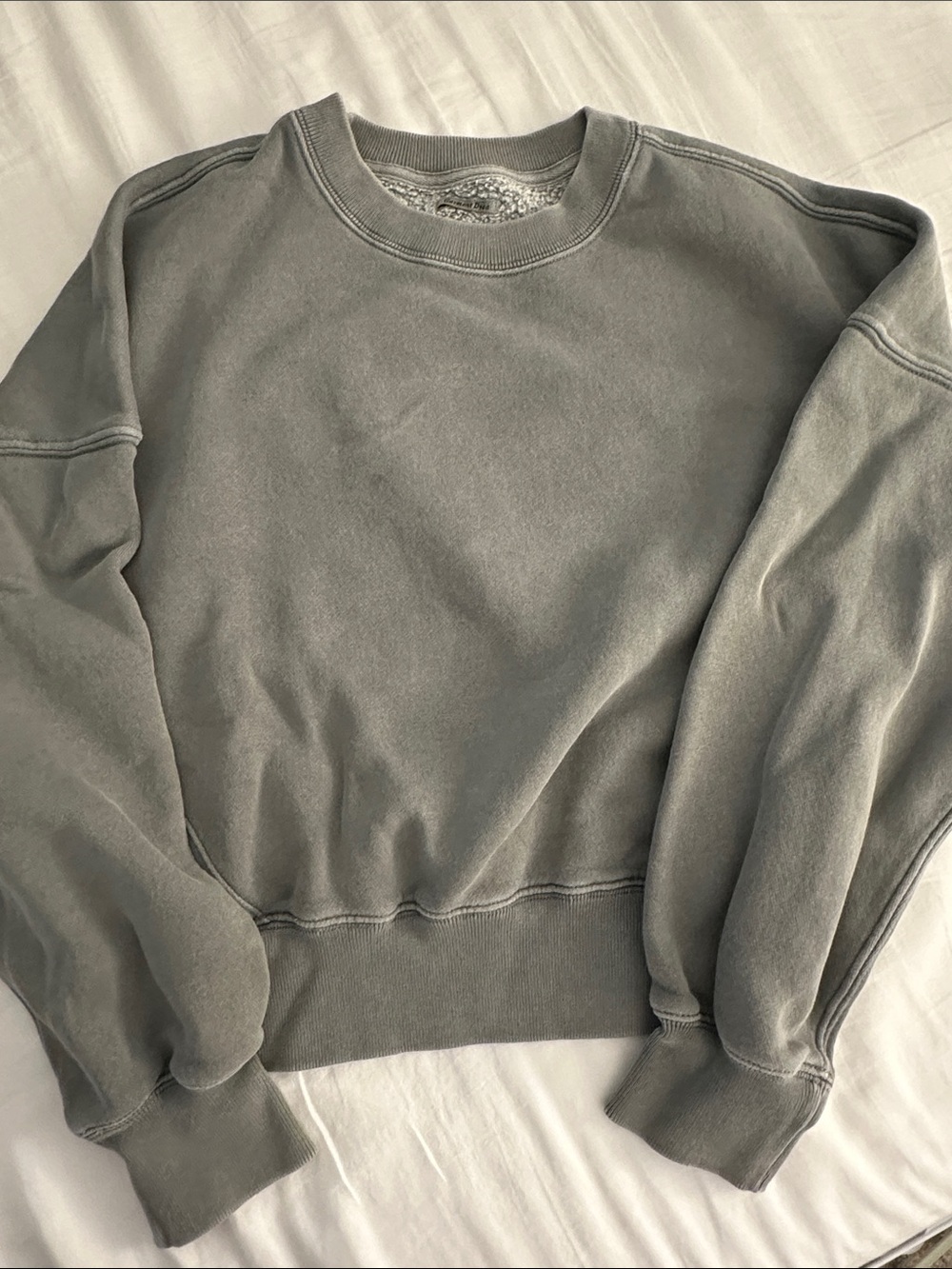 Abercrombie Classic Cropped Crewneck Sweatshirt olive green
